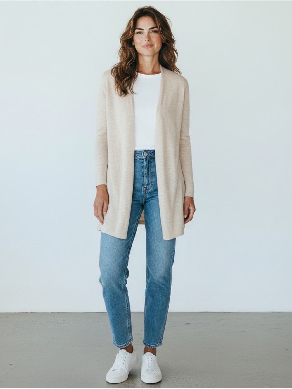 Vineyard Vines Light Cream Open-Front Knit Cardigan Wool Cashmere Blend Sz XS